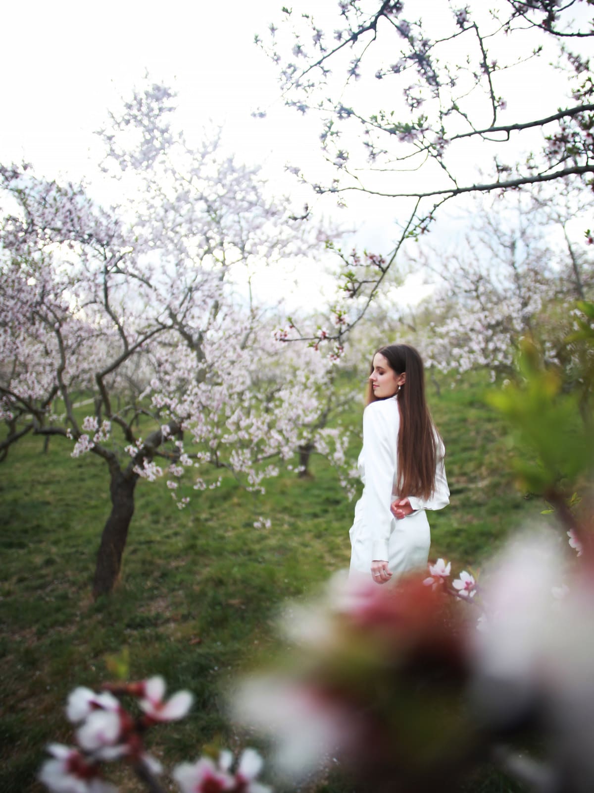 Photoshoot with blossom trees in Prague